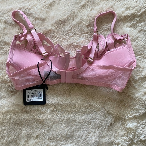 Honey Birdette Pink Faux Leather Heart Bra 34D - Picture 3 of 4
